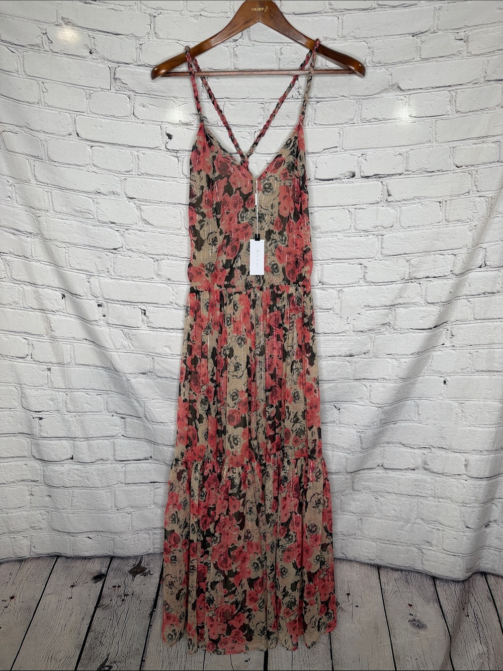 ASTR The Label Floral  Maxi Sundress with Braided Straps Size X-Small Brand New